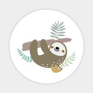 Cute sloths in the jungle. Kids' things. Magnet